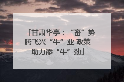 甘肃华亭：“畜”势腾飞兴“牛”业 政策助力添“牛”劲