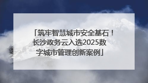 筑牢智慧城市安全基石！长沙政务云入选2025数字城市管理创新案例