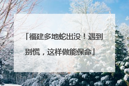 福建多地蛇出没！遇到别慌，这样做能保命