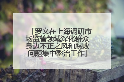 罗文在上海调研市场监管领域深化群众身边不正之风和腐败问题集中整治工作