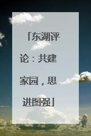 东湖评论：共建家园，思进图强