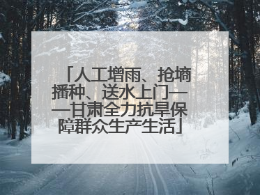 人工增雨、抢墒播种、送水上门——甘肃全力抗旱保障群众生产生活