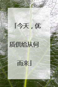 今天，优质供给从何而来