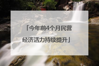 今年前4个月民营经济活力持续提升
