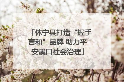 休宁县打造“握手言和”品牌 助力平安溪口社会治理