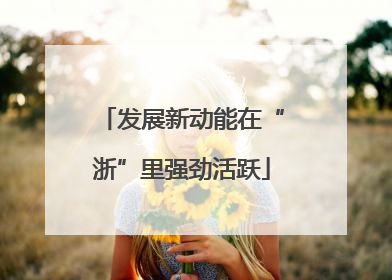 发展新动能在“浙”里强劲活跃