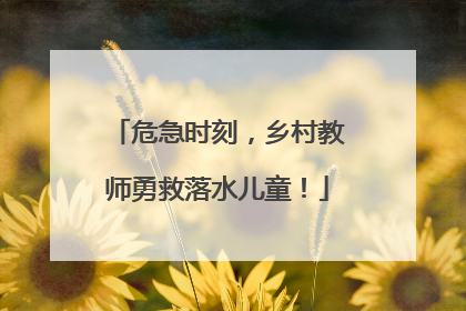 危急时刻，乡村教师勇救落水儿童！