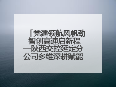 党建领航风帆劲 智创高速启新程—陕西交控延定分公司多维深耕赋能运营管理新跨越