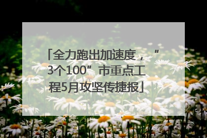 全力跑出加速度，“3个100”市重点工程5月攻坚传捷报