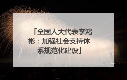 全国人大代表李鸿彬：加强社会支持体系规范化建设