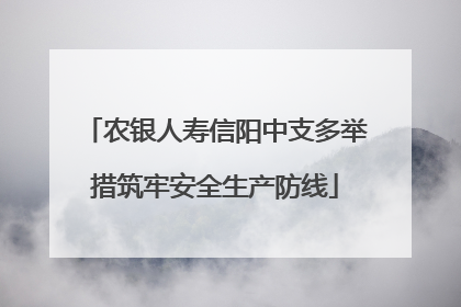 农银人寿信阳中支多举措筑牢安全生产防线
