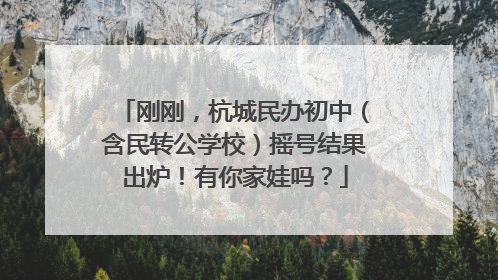 刚刚，杭城民办初中（含民转公学校）摇号结果出炉！有你家娃吗？