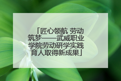 匠心领航 劳动筑梦——武威职业学院劳动研学实践育人取得新成果