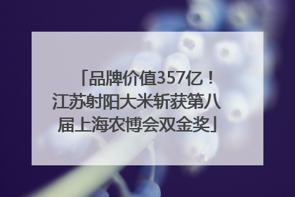 品牌价值357亿！江苏射阳大米斩获第八届上海农博会双金奖
