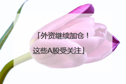 外资继续加仓！这些A股受关注