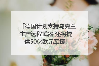 德国计划支持乌克兰生产远程武器 还将提供50亿欧元军援