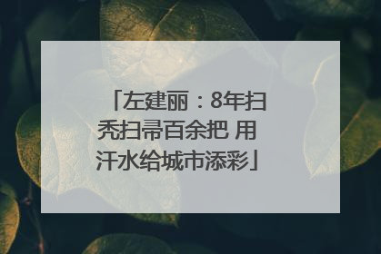 左建丽：8年扫秃扫帚百余把 用汗水给城市添彩