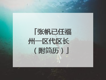 张帆已任福州一区代区长（附简历）