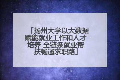 扬州大学以大数据赋能就业工作和人才培养 全链条就业帮扶畅通求职路