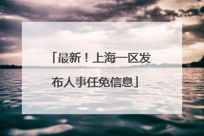 最新！上海一区发布人事任免信息