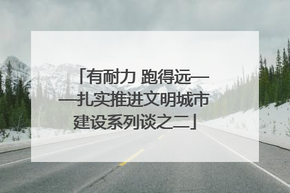 有耐力 跑得远——扎实推进文明城市建设系列谈之二