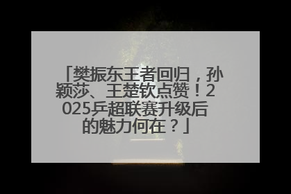 樊振东王者回归，孙颖莎、王楚钦点赞！2025乒超联赛升级后的魅力何在？