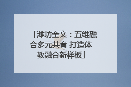 潍坊奎文：五维融合多元共育 打造体教融合新样板