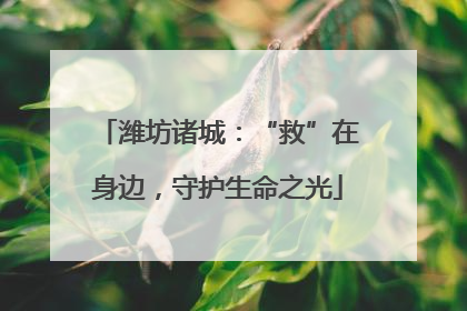 潍坊诸城：“救”在身边，守护生命之光
