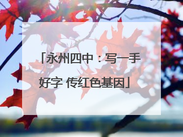 永州四中：写一手好字 传红色基因