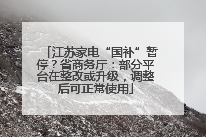 江苏家电“国补”暂停？省商务厅：部分平台在整改或升级，调整后可正常使用
