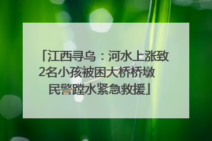 江西寻乌：河水上涨致2名小孩被困大桥桥墩 民警蹚水紧急救援