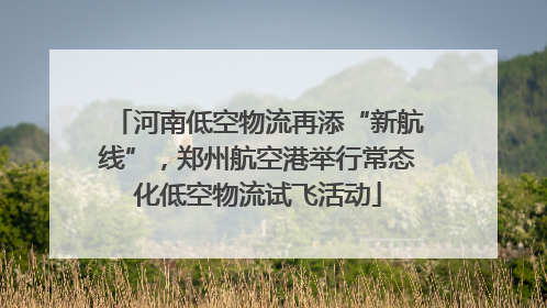 河南低空物流再添“新航线”，郑州航空港举行常态化低空物流试飞活动