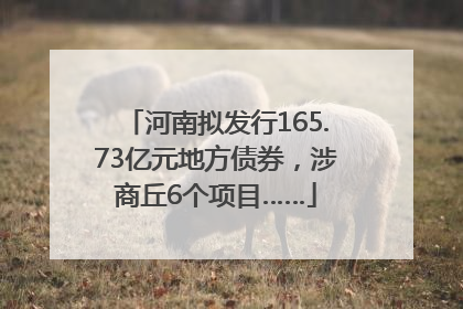 河南拟发行165.73亿元地方债券，涉商丘6个项目……