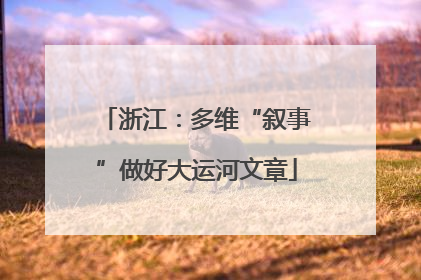 浙江：多维“叙事”做好大运河文章