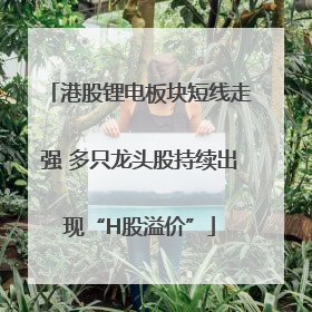 港股锂电板块短线走强 多只龙头股持续出现“H股溢价”