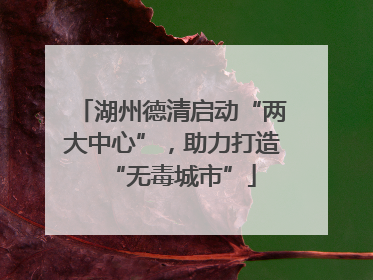 湖州德清启动“两大中心”，助力打造“无毒城市”