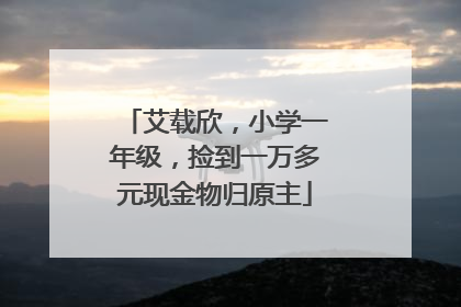 艾载欣，小学一年级，捡到一万多元现金物归原主