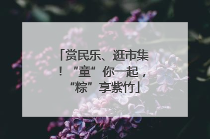 赏民乐、逛市集！“童”你一起，“粽”享紫竹