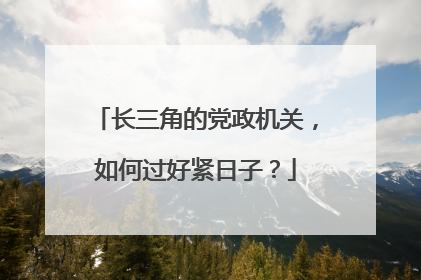 长三角的党政机关，如何过好紧日子？