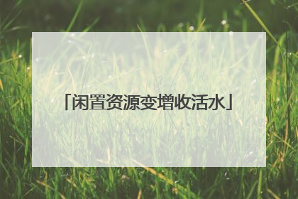 闲置资源变增收活水