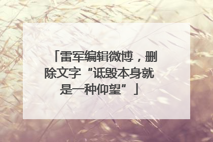 雷军编辑微博，删除文字“诋毁本身就是一种仰望”
