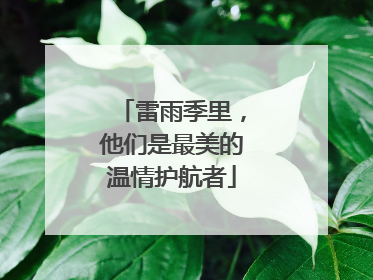 雷雨季里，他们是最美的温情护航者