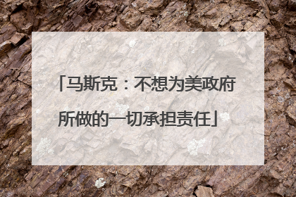 马斯克：不想为美政府所做的一切承担责任