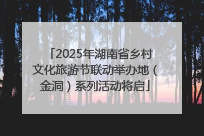 2025年湖南省乡村文化旅游节联动举办地（金洞）系列活动将启