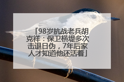 98岁抗战老兵胡克祥：保卫横堤多次击退日伪，7年后家人才知道他还活着